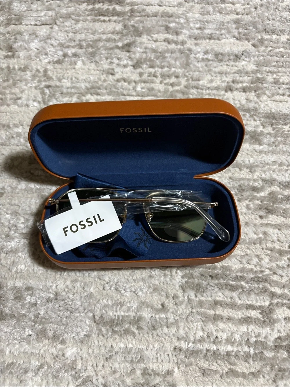 Fossil Gold Frame Sunglasses with Green Lenses